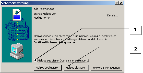 Abbildung 21: Dialogbox zum Vertrauen der Signatur Markus Körner